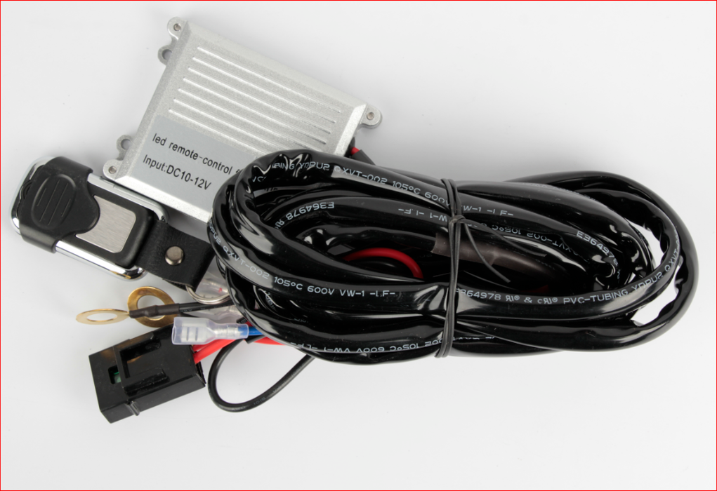 Remote Control Strobe Capable Wire and Switch Harness for Light Bars and Auxiliary lights - Solid or Strobe at the touch of a remote