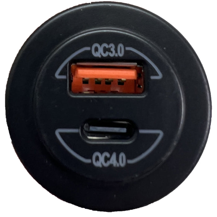 12v-24v Dual QC2.0+QC4.0 Charging Port Out - 18W USB QC3.0, 36W C-TYPE QC4.0 C Type