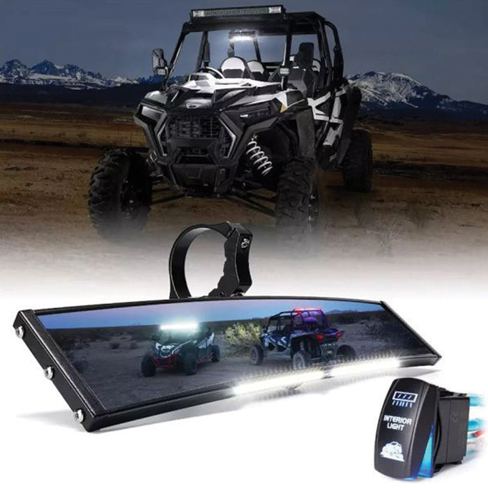 9 inch UTV Rear View Mirror with Custom Integrated LED Dome Light