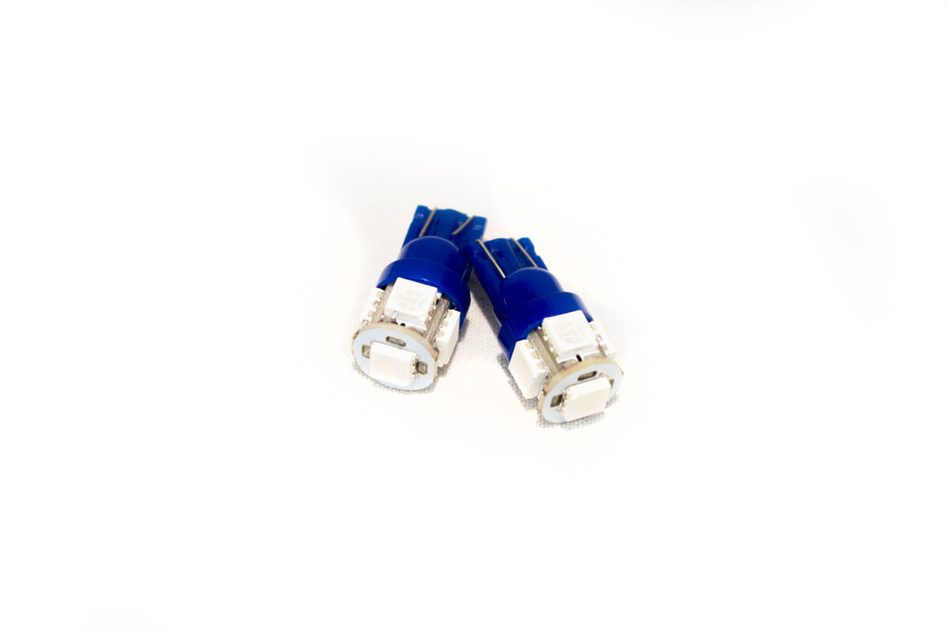 T10 5050 LED 5 Chip Bulbs (Blue) (Pair)