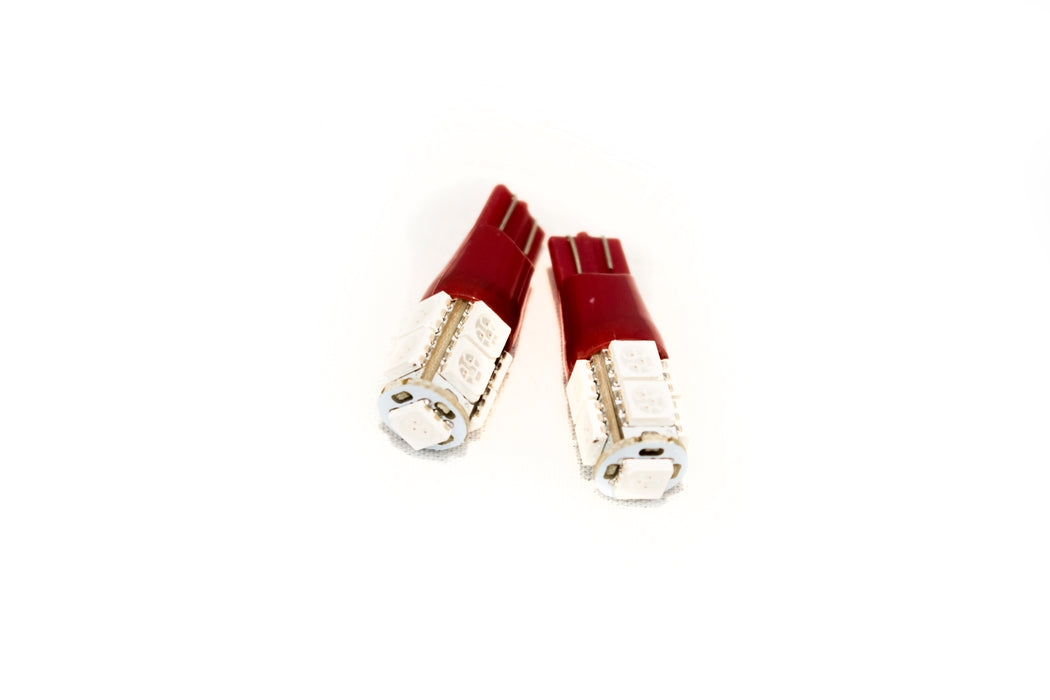 T15 5050 LED 9 Chip Bulbs (Red) (Pair)