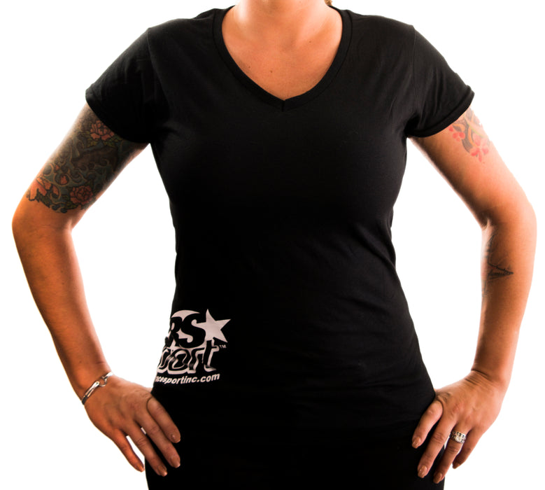 Small -  Ladies Soft Style Race Sport® Lighting T-Shirt (Black)