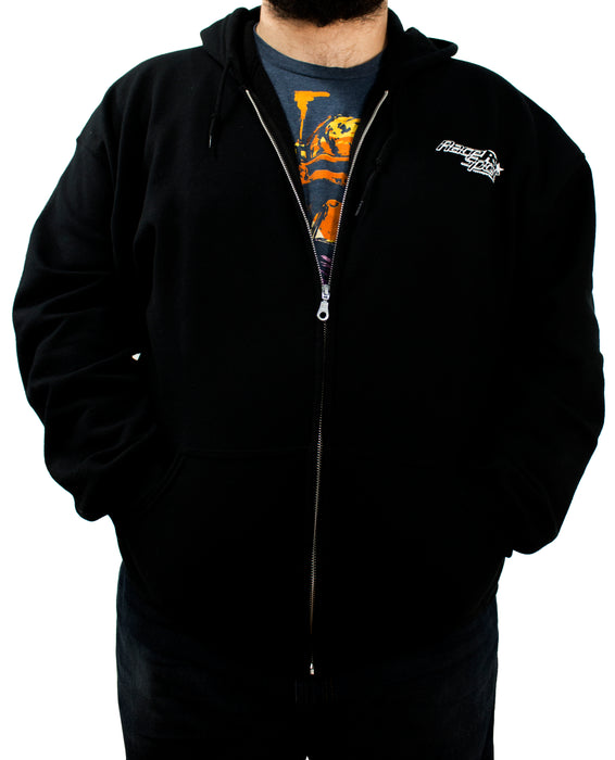 XL -  Men's Heavy Blend Full Zip Race Sport® Lighting Hooded Sweat Shirt (Black)
