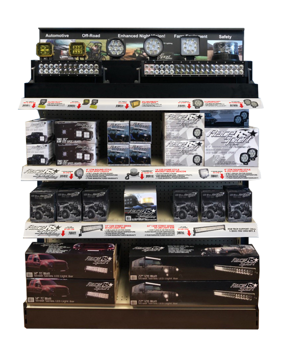47in Professional Powered Retail Shelf Display for Light Bars and Auxiliary spots and Strobe - Street Series Products