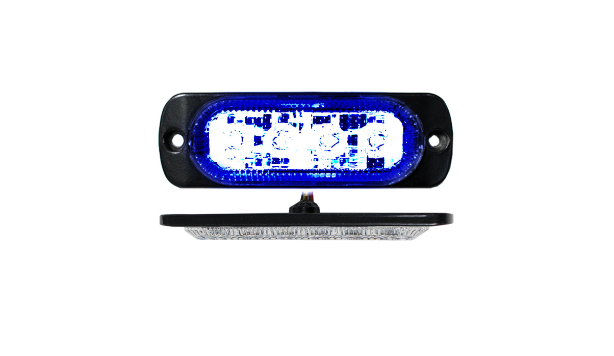 4-LED Ultra Slim Flush Mount 19-Flash Pattern Marker Strobe Light (Blue)