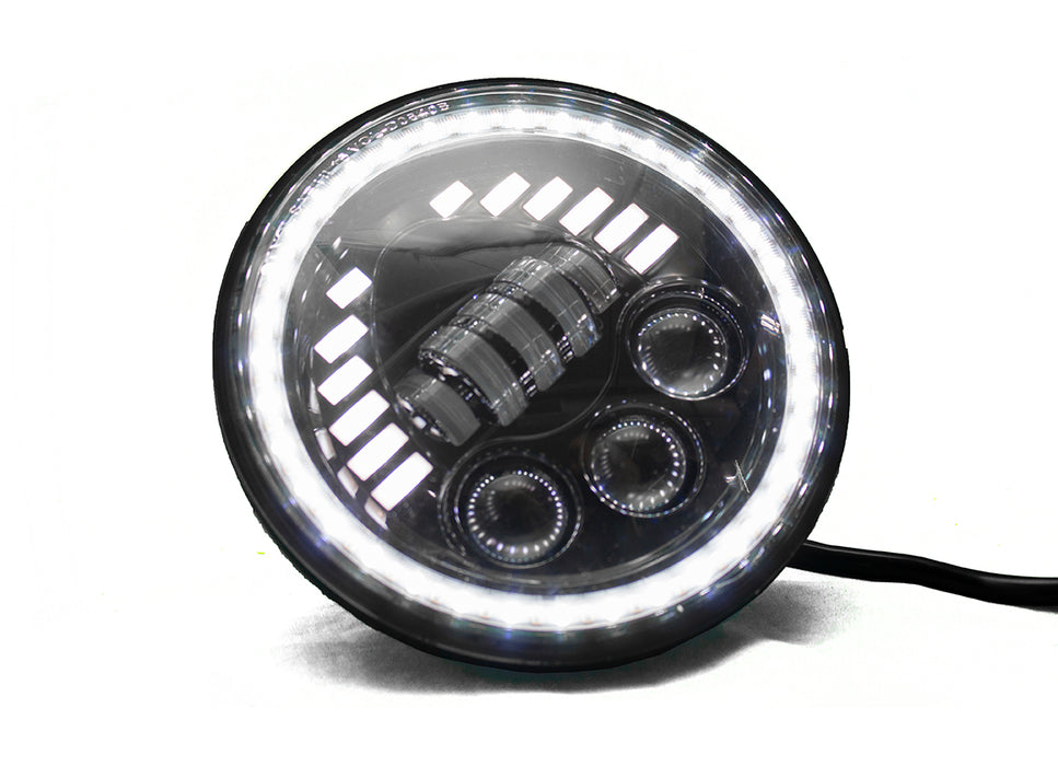 Single 7in 60-Watt LED Sealed Beam Conversion Headlights with Amber/White DRL Turn Signal Function Capability