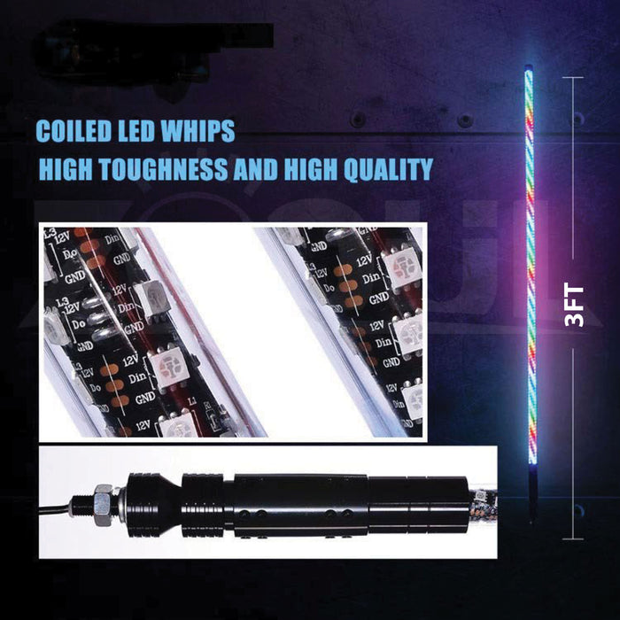 3-Foot Long ColorADAPT Chasing  RGB Multi-Color Whip with Remote Control and over 150+ Patterns