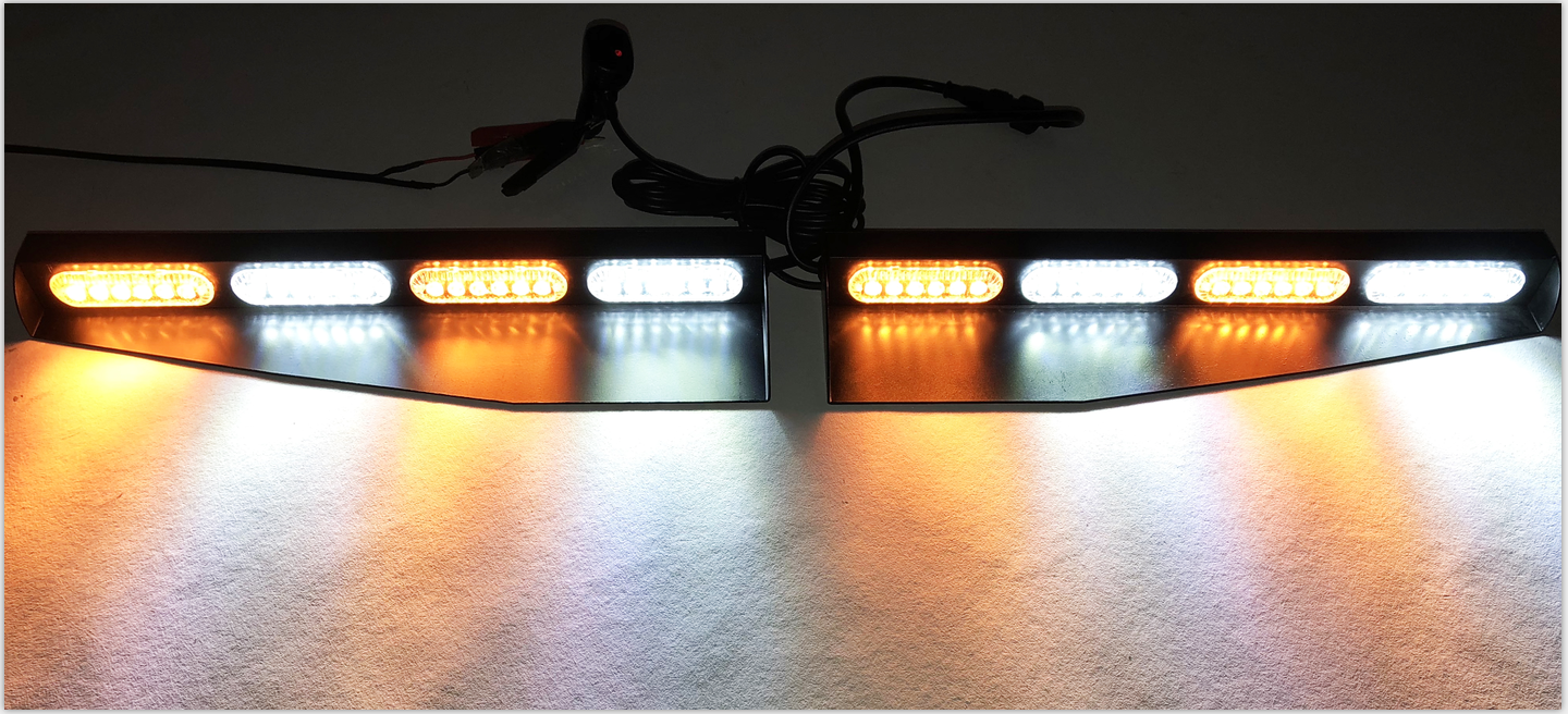 NEW - White / Amber Strobing Hi power LED Beacon Visor with 15+ patterns and optional Cigarette plug in