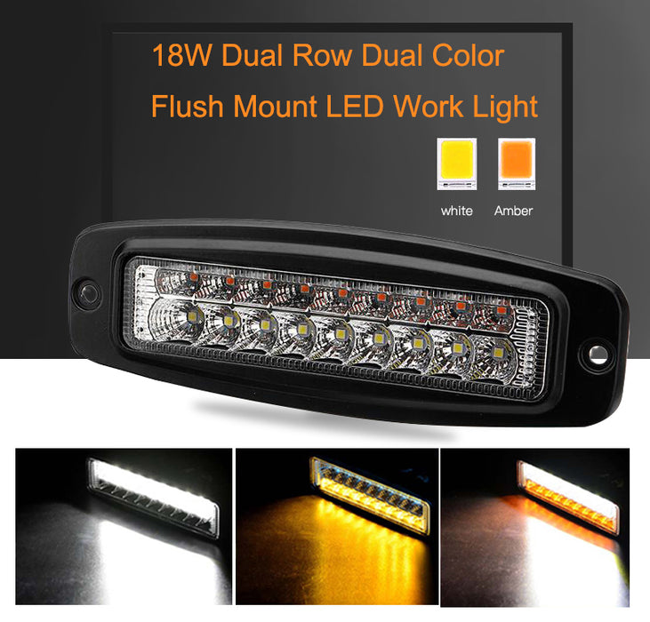 NEW - Flush Mount Dual Color White & Amber LED Auxiliary Work Light IP68 - Marker, DRL, and spot in one