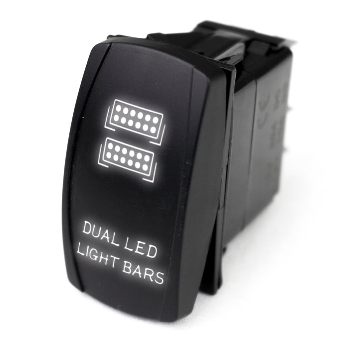 LED Rocker Switch w/ White LED Radiance (Dual LED Light Bar)